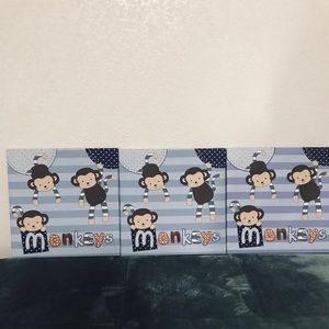 3pcs Monkey wall art